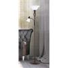 TRIO LIGHTING RUSTICA LAMPADA DA TERRA CLASSICA CON DOPPIA LUCE IN METALLO RUGGINE E VETRO SABBIATO BIANCO