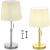 TRIO LIGHTING LYON LAMPADA DA TAVOLO MODERNA NICHEL O OTTONE CON PARALUME IN TESSUTO LAMPADINA ATTACCO E27
