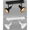 TRIO LIGHTING ROXIE FARETTO A SOFFITTO 2 LUCI VINTAGE CON SPOT ORIENTABILI METALLO NERO E ORO OPPURE BIANCO LAMPADINE 2XE14