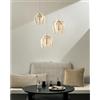 ONDALUCE CICIRIELLO PINTA SOSPENSIONE 3 LUCI IN METALLO NERO CON DIFFUSORI IN VETRO COLORATO LED 25W LUCE 3000K MODERNA