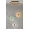 ONDALUCE CICIRIELLO CANDY SOSPENSIONE A 3 LUCI LED 27W LUCE 3000K DIMMERABILE CON DIFFUSORI IN VETRO COLORATO E BASE ORO