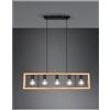 TRIO LIGHTING AGRA 5 SOSPENSIONE RETTANGOLARE IN LEGNO CON 5 LAMPADINE A VISTA ATTACCO E27 MODERNA