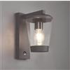 TRIO LIGHTING CAVADO APPLIQUE DA ESTERNO IP44 ANTRACITE DIFF. TRASPARENTE SENSORE DI MOVIMENTO H.CM 28