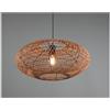 TRIO LIGHTING HEDDA SOSPENSIONE VINTAGE D52 IN FIBRA SISAL MARRONE E MONTATURA IN METALLO NERO ATTACCO E27