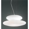 ONDALUCE CICIRIELLO PAGODA SOSPENSIONE MODERNA CON DOPPIO DIFFUSORE IN VETRO SOFFIATO BIANCO DIAMETRO CM 50