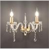 ONDALUCE CICIRIELLO MARIA TEERSA T4 LAMPADARIO DA PARETE A 2 LUCI IN VETRO TRASPARENTE E CRISTALLO CON FINITURE ORO