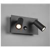 TRIO LIGHTING TUNGA APPLIQUE 2 LUCI SENSORE DI MOVIMENTO IP54 ANTRACITE LED 3W ORIENTABILE DA ESTERNO