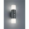 TRIO LIGHTING HOOSIC APPLIQUE CON SENSORE DI MOVIMENTO 2 LUCI DA ESTERNI IP44 ANTRACITE ATTACCO 2XE27 MODERNO