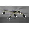 TRIO LIGHTING MARLEY PLAFONIERA 5 SPOT CON ASTE GIREVOLI IN METALLO ORO CON 5 SPOT CILINDRO NERO ATTACCO 5XGU10