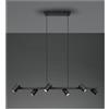 TRIO LIGHTING MARLEY SOSPENSIONE IN METALLO NERO CON 6 SPOT CILINDRO ORIENTABILI ATTACCO 6XGU10