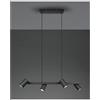 TRIO LIGHTING MARLEY SOSPENSIONE IN METALLO NERO CON 4 SPOT CILINDRO ORIENTABILI ATTACCO 4XGU10