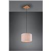 TRIO LIGHTING ELMAU SOSPENSIONE SINGOLA MODERNA IN LEGNO E METALLO CON PARALUME IN TESSUTO ATTACCO E27