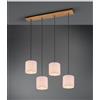 TRIO LIGHTING ELMAU SOSPENSIONE MODERNA 4 LUCI IN LEGNO E METALLO CON PARALUMI IN TESSUTO JUTA ATTACCO 4XE27