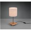 TRIO LIGHTING ELMAU LAMPADA DA TAVOLO MODERNA IN LEGNO E METALLO CON PARALUME IN TESSUTO JUTA ATTACCO E14