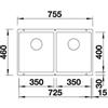 Blanco SUBLINE 350/350-U Lavello 76 X 46 cm 2 Vasche Marrone