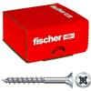 Fischer Viti per Legno o Truciolare a Filetto Parziale, Pozi, Testa Svasata Piana, Blu (Passivato), 3.5 x 35 mm