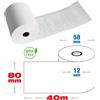 Rotolificio Pugliese 50pz - Rotoli termici 80mm x 40 mt - f.12 mm per cassa e stampanti e sistemi