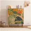 Dmora - Credenza Canopo, Buffet da Soggiorno, Madia da Salotto, Dispensa da Cucina, 95x36 h111 cm, Quercia e Verde