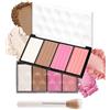 Lestpola Matt Rouge Polvere Palette 4 in 1 Multi-use Creme Blush Palette con pennello, resistente all'acqua Contouring & Highlighter Polvere Easy to Blendable, palette professionale per il trucco del viso, 24