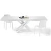 Mobili Fiver, Tavolo Allungabile Emma 160(240) x90 cm, Bianco Frassino con Gambe Incrociate Bianche, per 6-10 persone, Tavolo Cucina, Soggiorno, Made in Italy