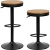 Homewell Set di 2 sgabelli da bar in legno massiccio, girevoli, regolabili in altezza, da cucina, rotondi, in metallo, con poggiapiedi (2, nero)