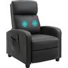 HOMCOM Poltrona Relax Massaggiante con 8 Modalità e 5 Intensità, Poltrona Reclinabile con Poggiapiedi e Telecomando, Pelle PU - 68x88x98 cm, Nero