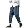Ambcol Jeans cargo giapponesi da uomo gamba larga pantaloni larghi larghi harem pantaloni elastici in vita pantaloni Capri, A- blu., XX-Large