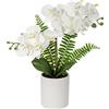 Briful Orchidea Finta Bianca in Vaso, Orchidea Artificiale da interno, 15.9"/ 40CM Decorativo Vero Tocco Bonsai Tavolo da Pranzo centrotavola Ornamento da Bagno