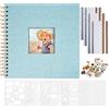 Vienrose Album Scrapbook 20,5x20,5 cm Copertina in lino Album Fotografico con 40 Pagine Carta Kraft Bianca Bianca, Kit di Forniture Scrapbooking fai da te per Matrimonio Famiglia Viaggio, Blu chiaro