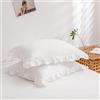 Herside Set di 2 federe bianche con volant federe boho shabby chic design con volant in pizzo morbide coprifedere farmhouse confezione da 2 (bianco, 50x75 cm)