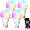 ANTELINK Lampadina Wifi Smart LED Dimmerabile RGB 9W 806lm Compatibile con Alexa Google Home, Bianco Freddo Caldo 2700K~6500K Tuya APP, 4 Pz