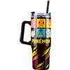 Pokémon Tazza Termica da Viaggio, 940ml/33oz Doppia Parete Borraccia con Manico e Cannuccia Coperchio per Bevande Calde/Fredde, Idea Regalo