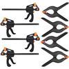 KAHEIGN 8 Pezzi Morsetti Set, 4Pz 4 Pollici Una Sola Mano Morsetto a Presa Rapida + 4Pz Carichi Pesanti Morsetti a Molla in Plastica Extra Resistenti per Lavorazione del Legno Veloce Facile Bloccaggio