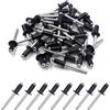 BESTYCHAO 100 pezzi rivetti ciechi in alluminio 6.4 mm x 12.7 mm, rivetti pop rivetti aperti, confezione da 100 - Nero