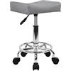 KKTONER Sgabello quadrato in pelle PU, regolabile in altezza, girevole, per massaggi, spa, salone, lavoro, sedia con ruote (grigio)