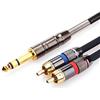 Tisino Jack 6,3 mm Stereo a 2x RCA Cavo Adattatore Sdoppiatore Audio Per Altoparlanti, Mixer - 1,5m