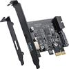 YBBOTT Con connettore USB 3.0 a 19 pin + connettore di alimentazione SATA a 15 pin, scheda di espansione PCI-E YBBOTT 1X a USB 3.2 Gen1 5 Gbps a 2 porte (C+A), supporto di sistemi Windows 10/8/7/Linux