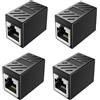 BakeWhiz 4 Pezzi Accoppiatore RJ45 Prolunga Ethernet Cat 7 Adattatore RJ45 Femmina Femmina Prolunga Cavo di Reteb Connettore Prolunga Cavo Lan 1 Gigabit Schermato per Cat6, Cat5e, Cat5, WiFi (Nero)