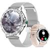 Fitoncloud Smartwatch Donna Chiamate BLE5.2, 1,3'' Schermo Orologio Smart Watch Diamante con 2 Cinturini/120+ Sport/SpO2/Sonno/Cardiofrequenzimetro, Impermeabile IP68, Orologi Digitale per Android iOS, Argento