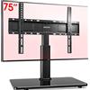 AOKCOS Supporto TV da Tavolo Inclinabile per 32-55 65 70 75 Pollici, Girevole Altezza Regolabile Piedistallo TV con Base, Mobile Porta TV Max VESA 600x400mm 45KG
