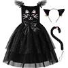 ReliBeauty Costume Gatto Bambina con Orecchie da Gatto, 3-4 anni