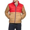 Tommy Hilfiger Ultra Loft Lightweight Packable Puffer Jacket (Standard And Big & Tall) Piumino Alternativo, Khaki/Red Colorblock, L Uomo