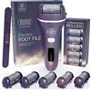 Essy Levigatore Elettrico per Piedi con 5 Rulli di Ricambio, Lima Ricaricabile per Rimozione Calli, 2 Velocità, Display LED, Ricarica USB, Kit Pedicure (Viola)