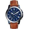 Fossil Orologio Grant da uomo, Movimento cronografo al quarzo con cinturino in pelle e acciaio inossidabile, 44 mm, Marrone