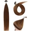 YANTAISIYU Extension Capelli Veri Cheratina U Tip Hair Extensions 35cm Remy Human Hair Extension Cheratina (50g #6 marrone chiaro)