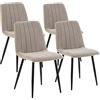 HOMN LIVING Set di 4 sedie da Pranzo Sagi Imbottite Beige, Certificate da SGS, 45 cm (Larghezza) x 56 cm (profondità) x 84 cm (Altezza)