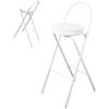 Generic Sgabello da Bar Alto Pieghevole, Sedia da Cucina Pieghevole con Schienale e Poggiapiedi, Seduta Imbottita Bianca Rotonda, Sgabello per Sedia da Banco per Ufficio Casa (Size : 65cm/26in)