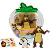Giochi Preziosi - Masha e Orso: Orso e Pinguino Set Personaggi da 7 cm, Confezione Trasportabile con Sticker, Personaggi Originali del Cartone Animato Masha e Orso, Per Bambini da 3 Anni in Su
