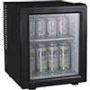 PRESENT-MORE - Mini Frigo Colore Nero con Porta in Vetro - 193 kWh/anno - Capacità 30L - Dimensioni 385x420x475 - Mini Frigo Silenzioso con Porta Reversibile e Piano Regolabile - Classe Energetica E