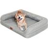 EMME Cuccia per cani di taglia grande, 111 x 86 x 25 cm, ortopedica XL, in memory foam, impermeabile, per cani di taglia grande, lavabile, con bordo, grigio chiaro